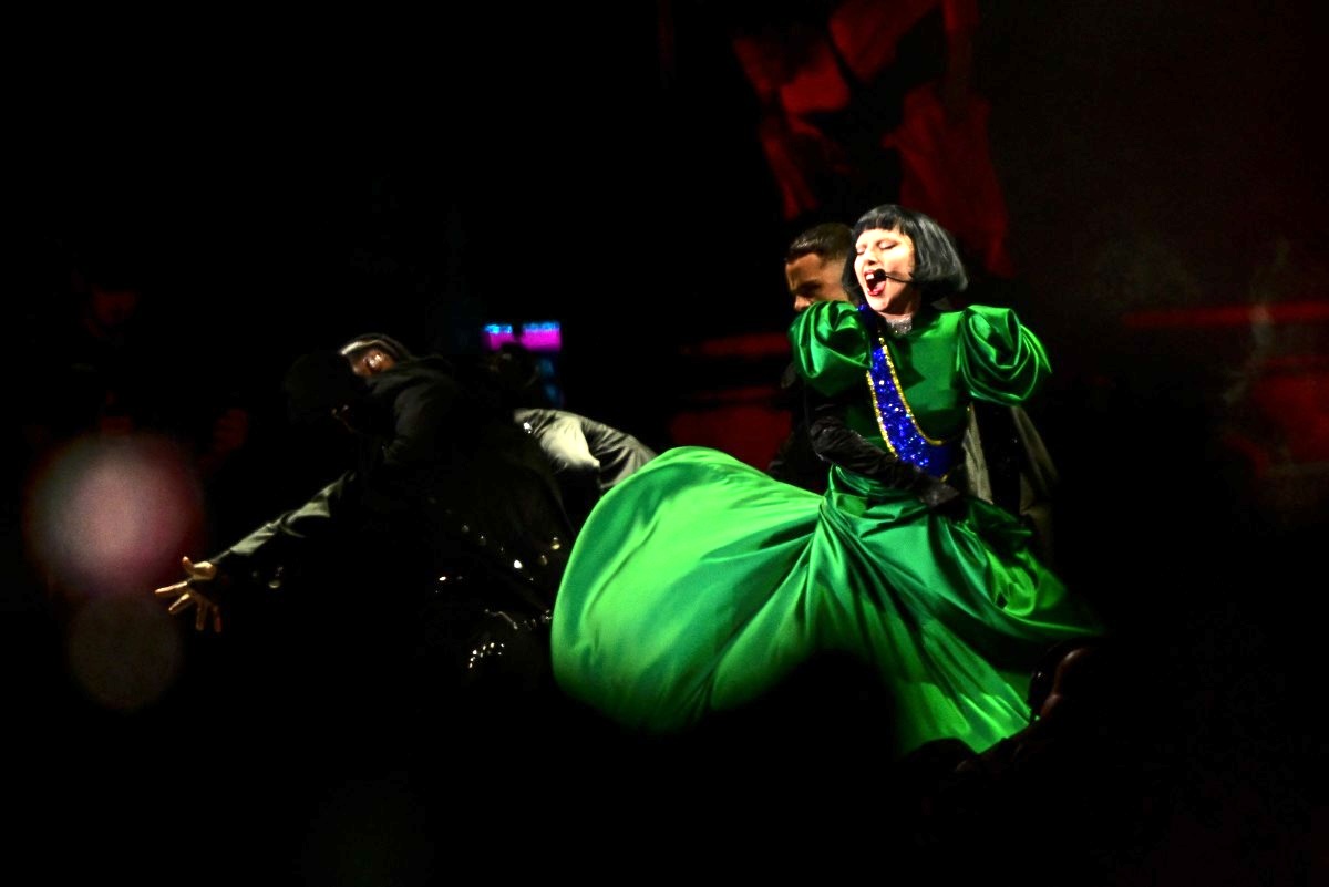 US pop star Lady Gaga performs during her concert at Copacabana beach in Rio de Janeiro, Brazil on May 3, 2025. (Photo by Pablo PORCIUNCULA / AFP)